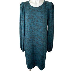 Nine West dress size XL green multi long sleeves women dress. NWT